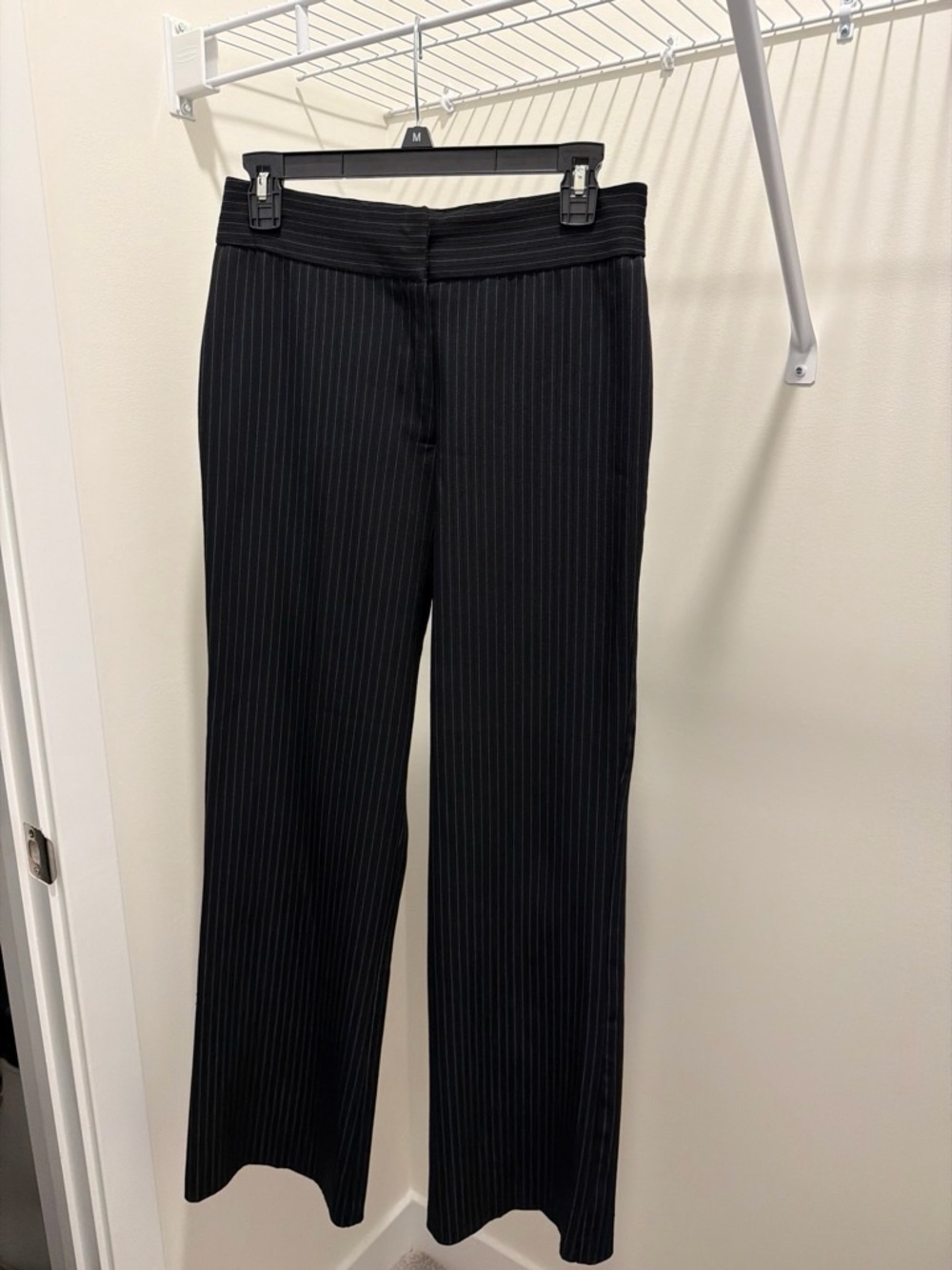 Black Pinstripe Wide-Leg Pants